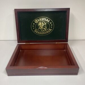 Celestial Seasonings Wooden Tea Chest Box - Velvet Lined Vintage Display Storage